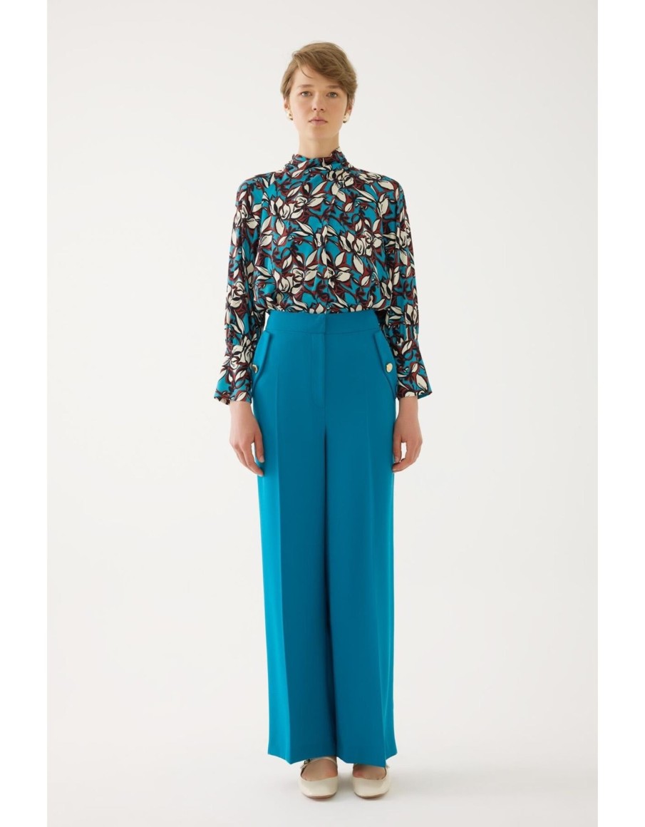 Clothing & Accessories Exquise | Exquise - 3110015 - Cheryl Wide Leg Trouser Blue