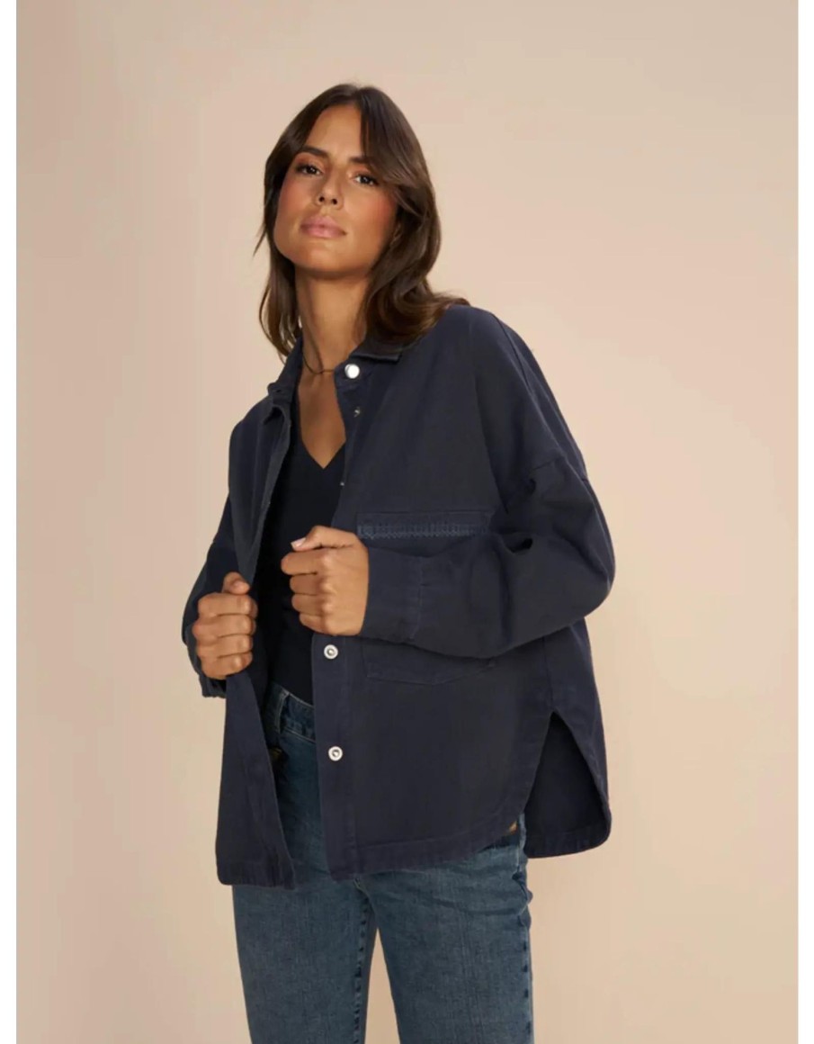 Clothing & Accessories Mos Mosh | Mos Mosh - Tia Embroidery Cotton Shirt - 159790 Salute Navy