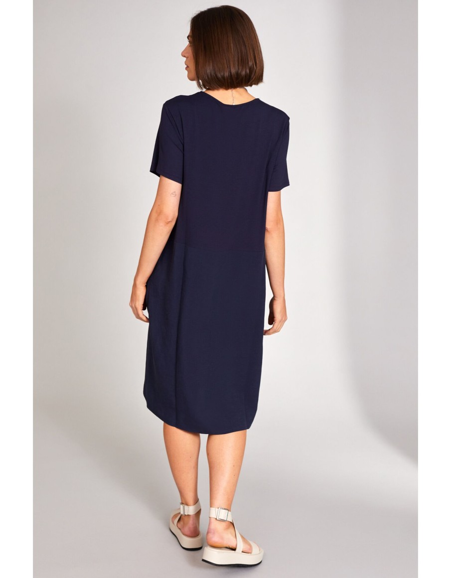 Clothing & Accessories Peruzzi | Peruzzi - S24171 - Tone On Tone Dress Navy