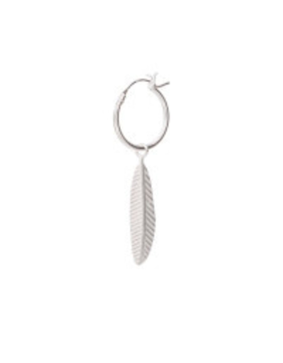 Clothing & Accessories A beautiful Story | A Beautiful Story - Feather Hoop Earring - Sterling Silver