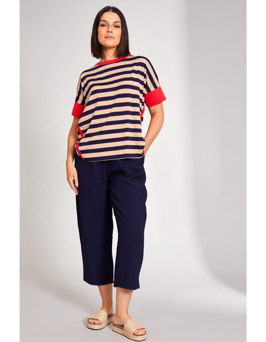 Clothing & Accessories Peruzzi | Peruzzi - S24147 - Stripe Top Navy