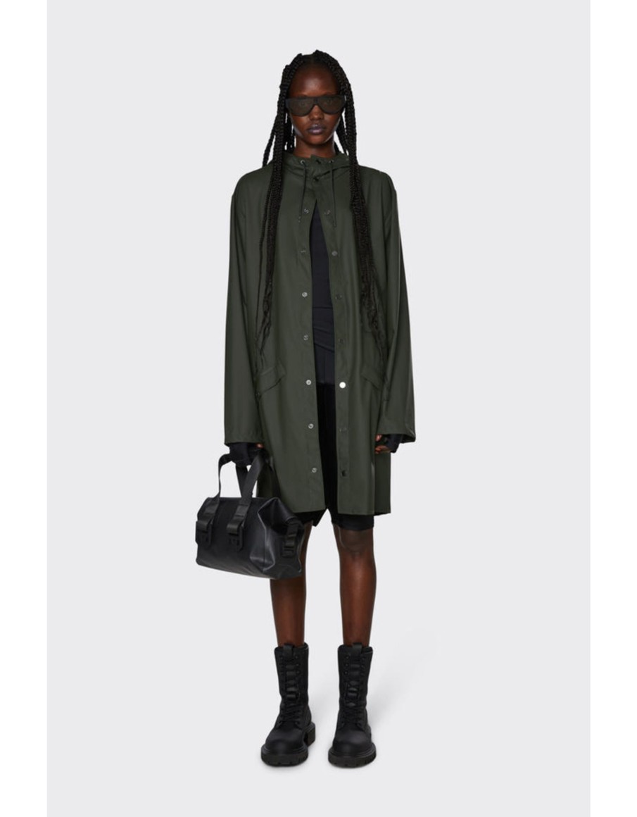 Clothing & Accessories escapeboutique | Rains - 1202 Long Waterproof Rain Jacket Green