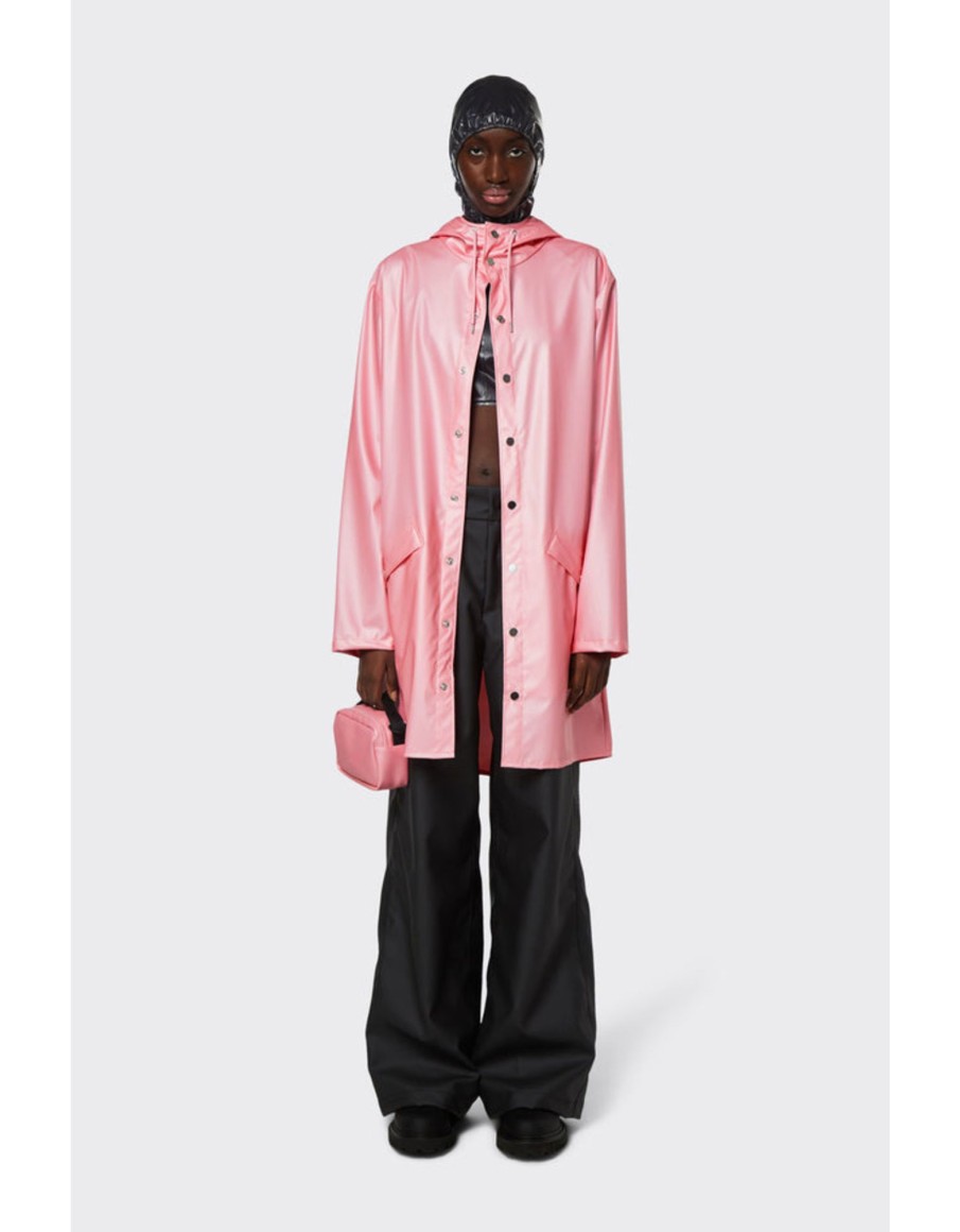 Clothing & Accessories escapeboutique | Rains - 1202 Long Waterproof Rain Jacket Pink Sky