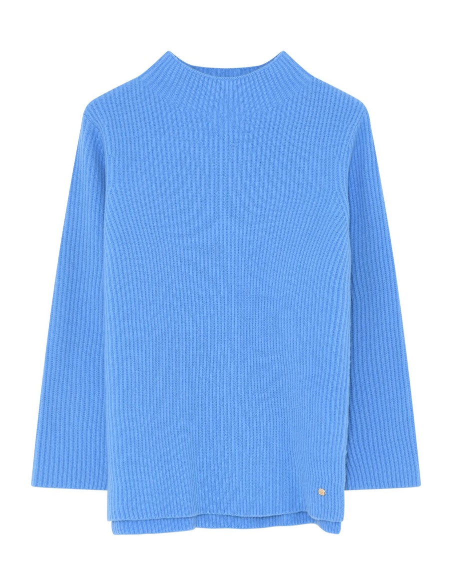 Clothing & Accessories Gustav Denmark | 52419 3701 - Indy Knit With Slit Cyan Blue