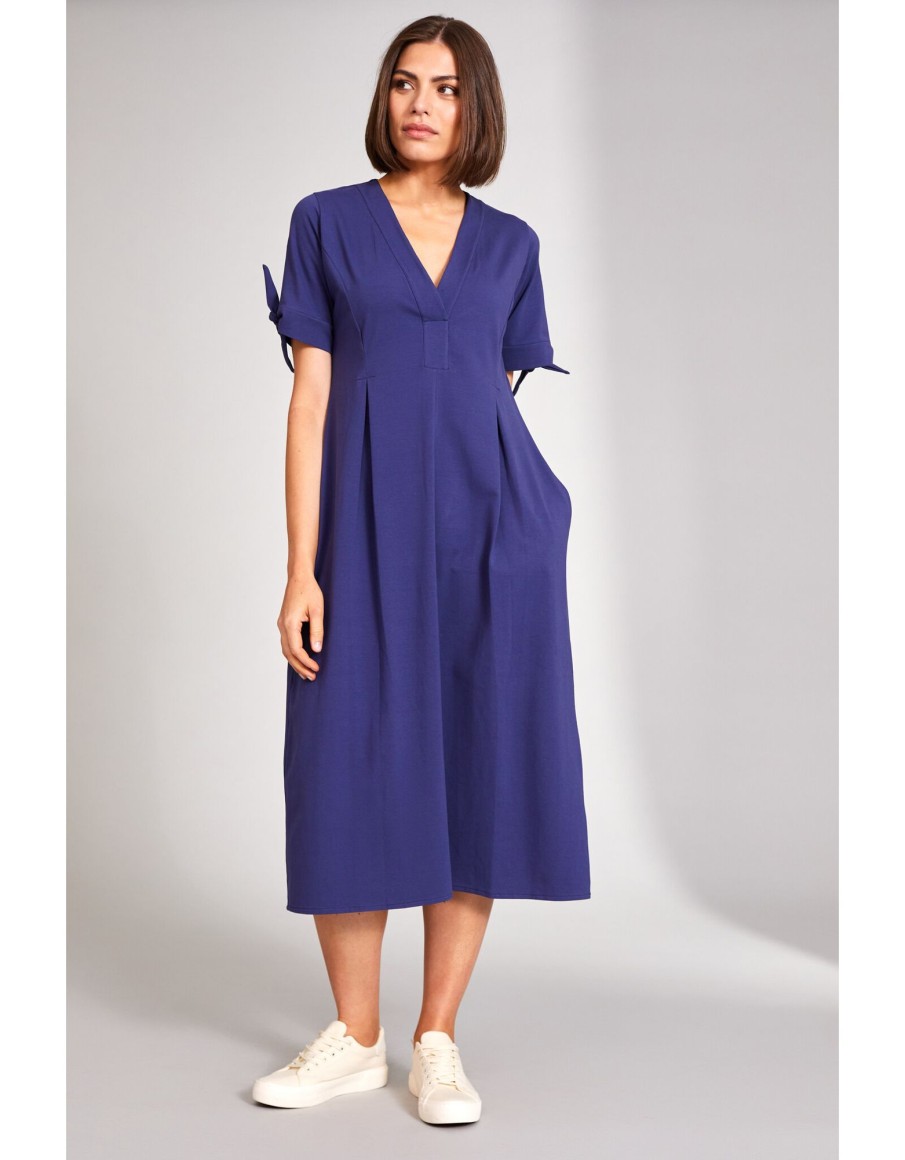 Clothing & Accessories Peruzzi | Peruzzi - - S24172 - Tie Sleeve Dress Blue