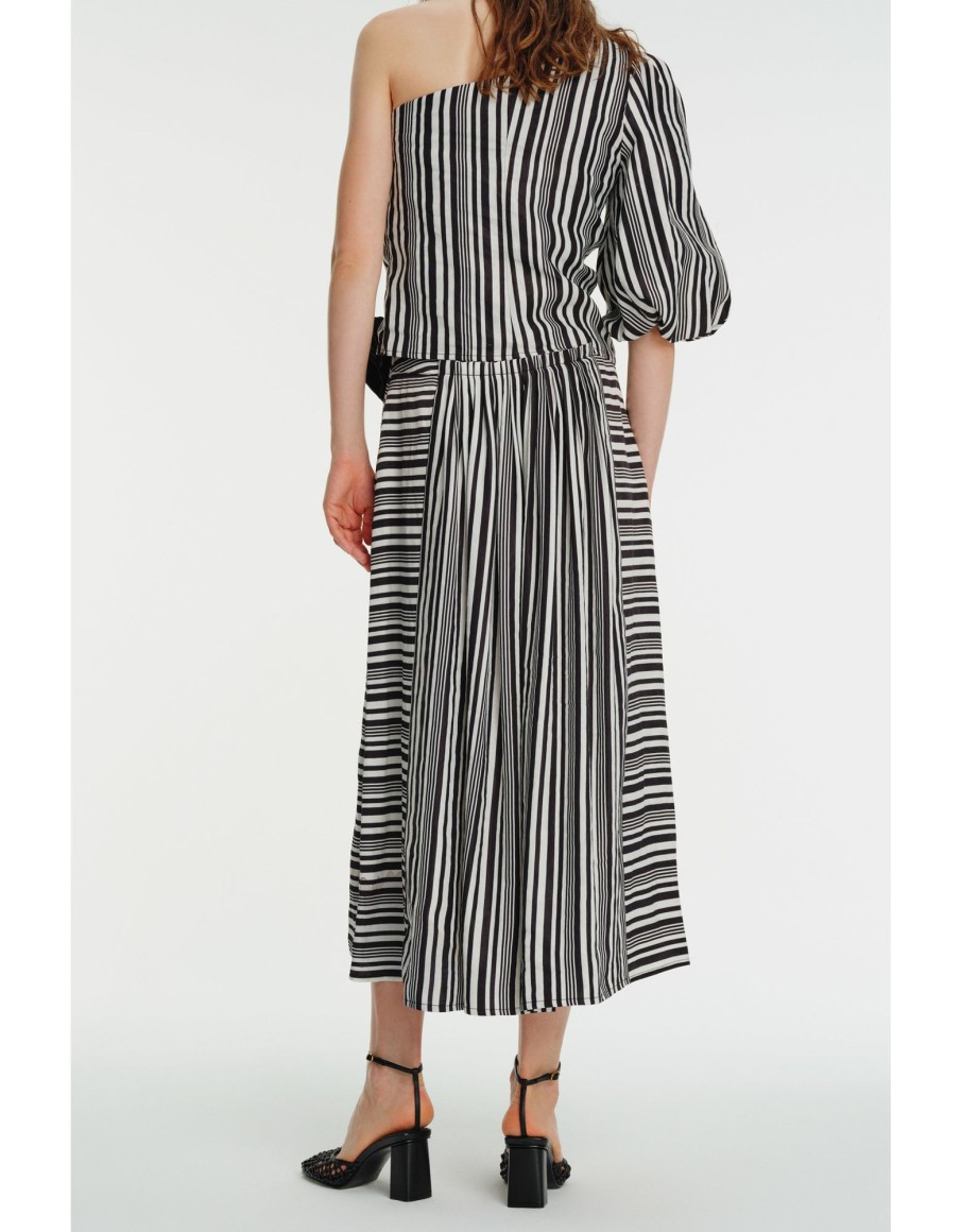 Clothing & Accessories Exquise | Exquise - 3215011 - Monochrome Stripe Long Skirt Black & White