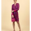 Clothing & Accessories Fee G | Fee G - 7472115 - Kara - Wrap Dress With Striped Cuff Pink