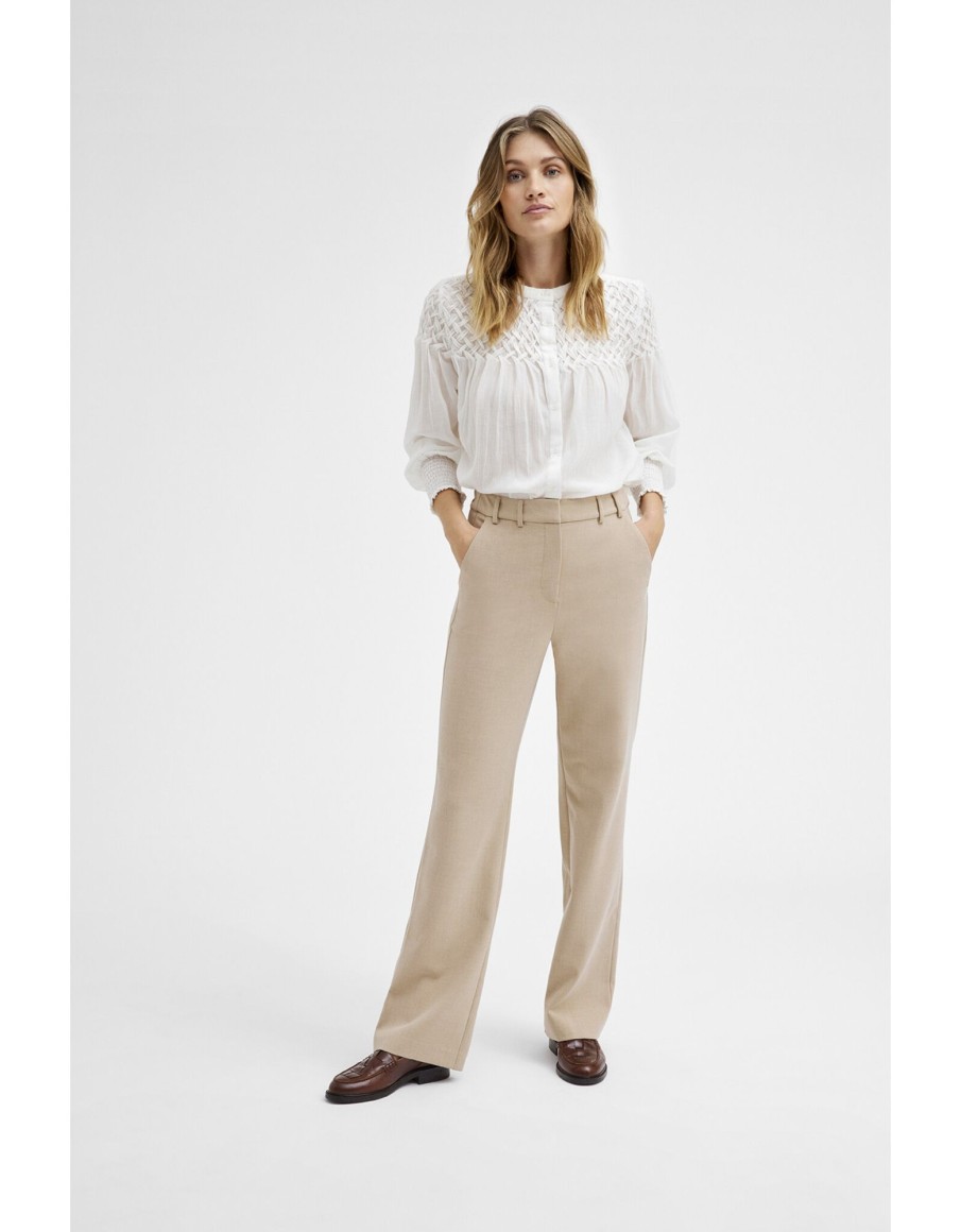 Clothing & Accessories Gustav Denmark | Gustav- 52016 6701 -Esta, High Waist Wide Leg Trouser Sandstone