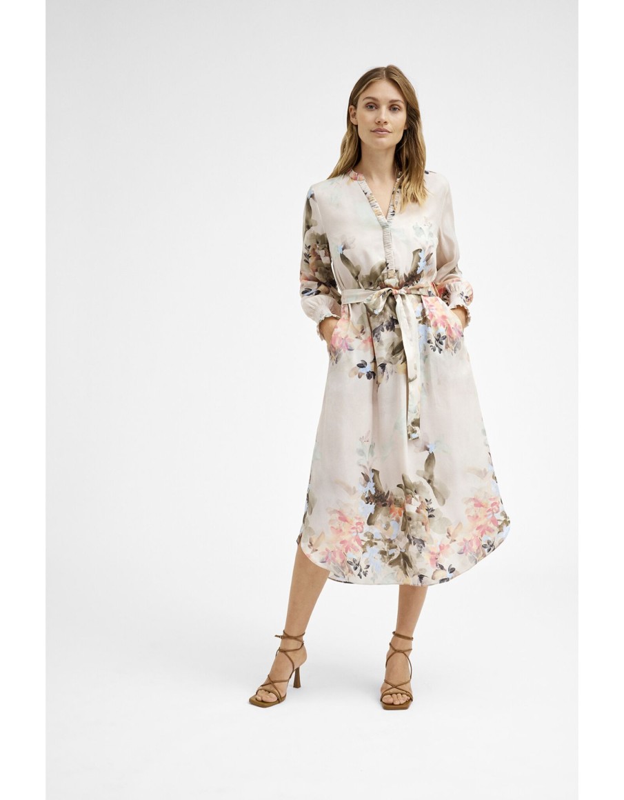 Clothing & Accessories Gustav Denmark | Gustav - 52515 7355 - Nicole-Midi Dress With Tie Watercolour