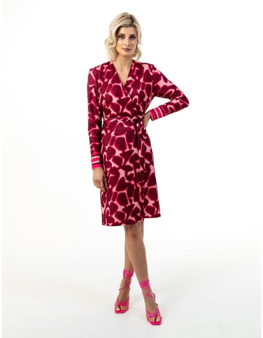 Clothing & Accessories Fee G | Fee G - 7472/163 Kara- Wrap Dress Stripped Cuff Pink